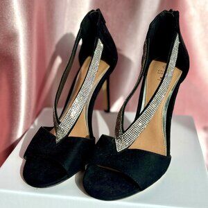 Call It Spring Vegan Black Silver Jewel Evening Wedding Formal Dress Heel Size 9